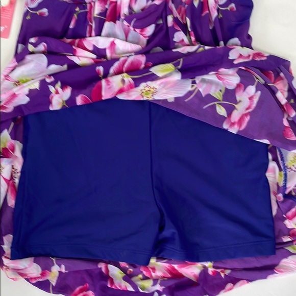 Vibrant Floral Sleeveless Padded Bathing Suit Dress Medium - Picture 12 of 15